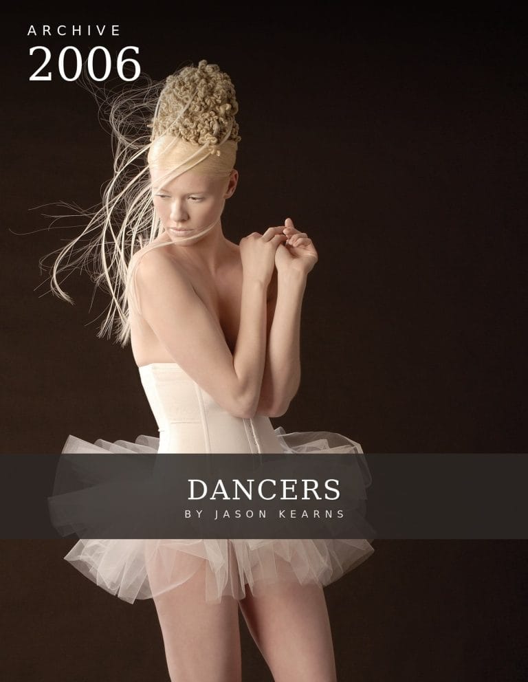 Sculpted blonde ballet up-do with trailing strands and porcelain tones – Dancers by Jason Kearns, 2006 hair collection