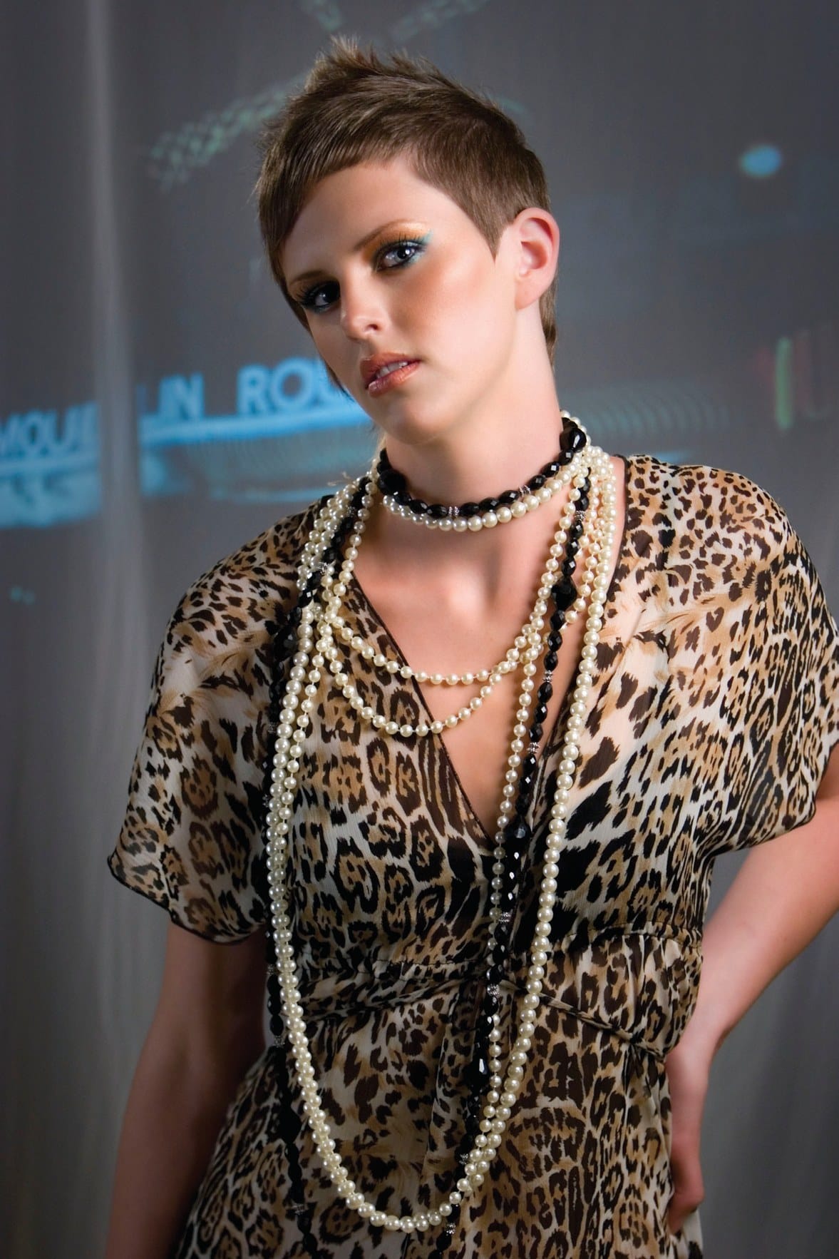 Piecey razored crop and layered pearls with leopard-print styling – Edward Beale Melbourne