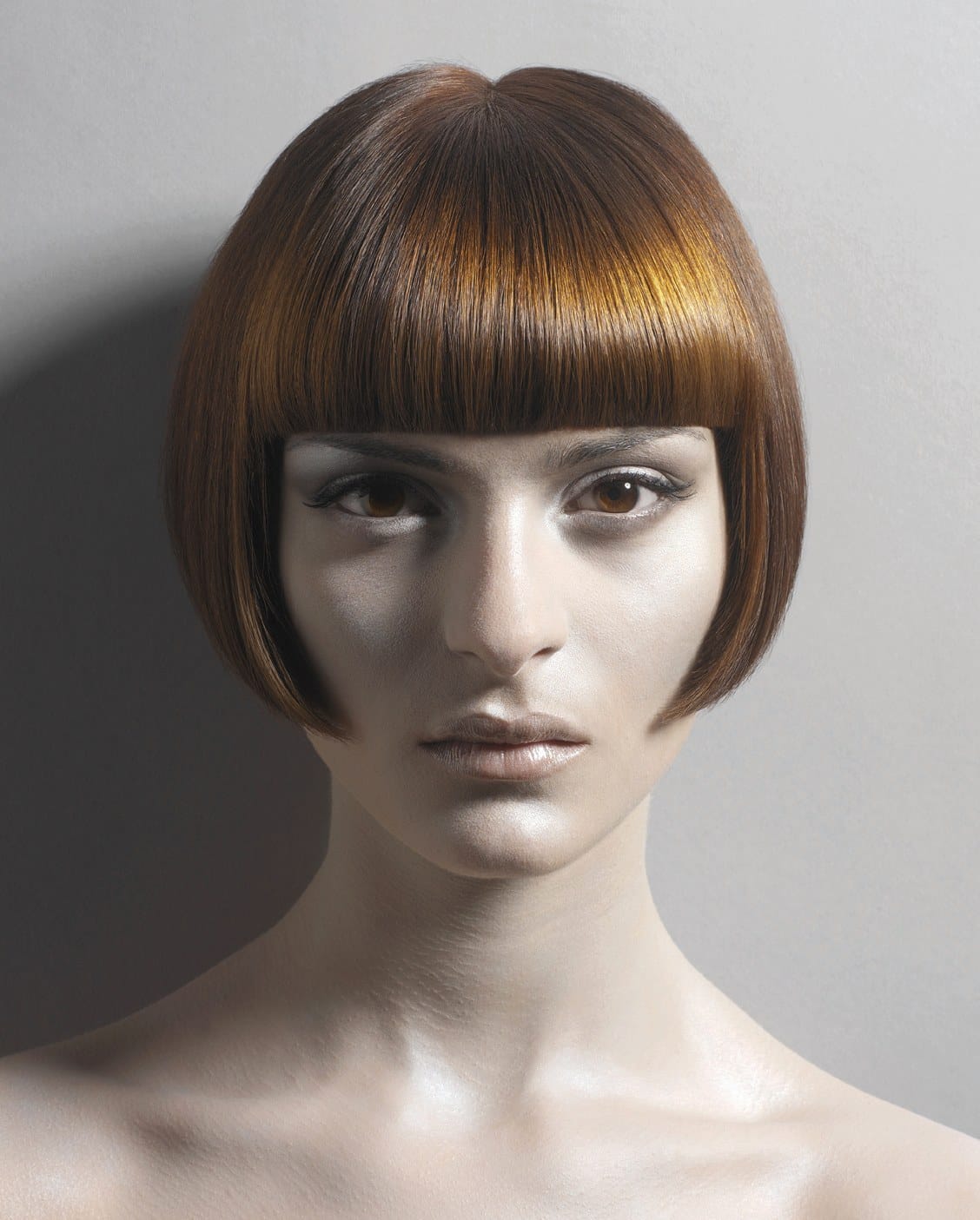 Rounded bob with a gold-streaked graphic fringe – Alien Nation Collection, Monroe Hairdressing 2007