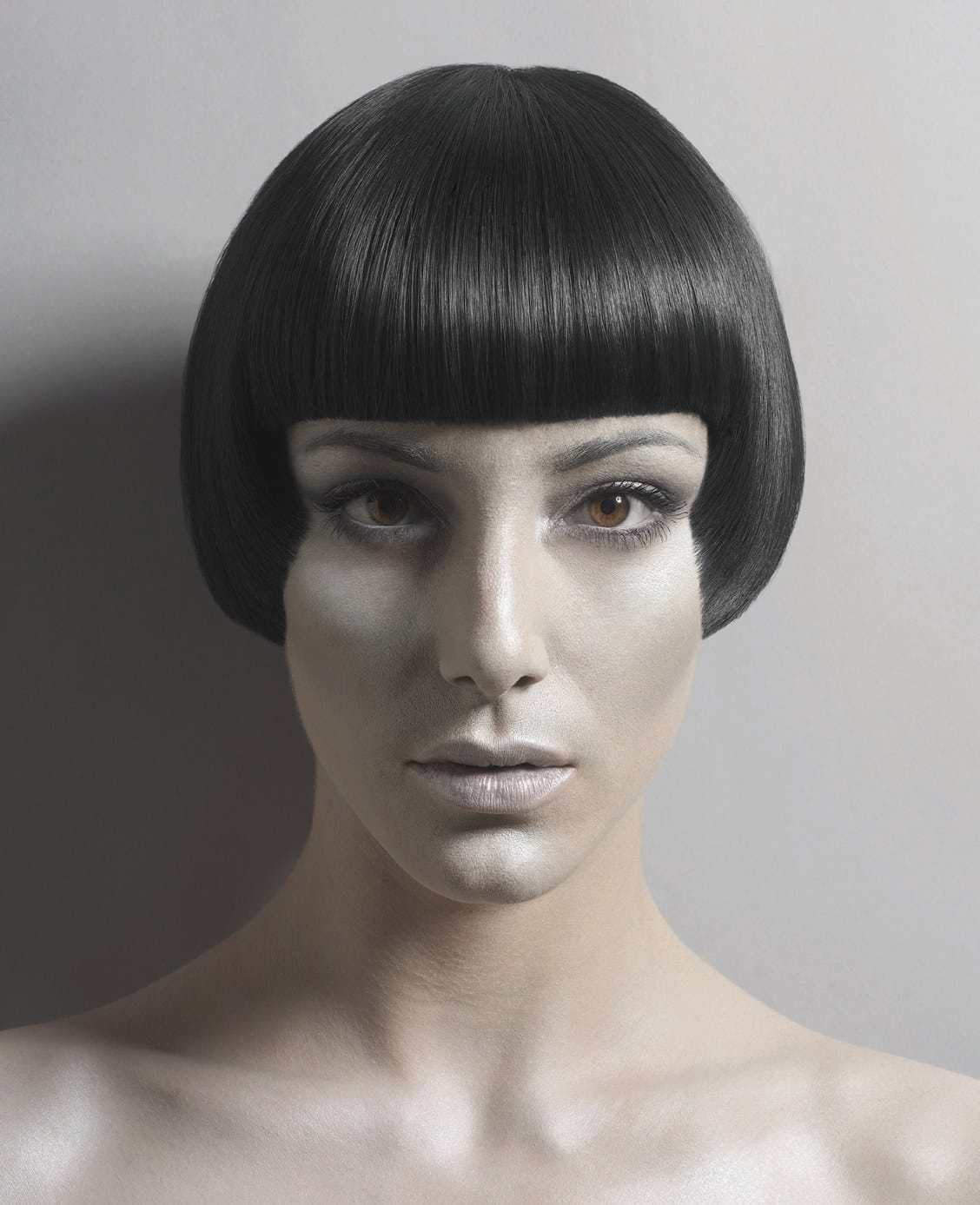 Glossy rounded bob with a sleek blunt fringe – Alien Nation Collection, Monroe Hairdressing 2007
