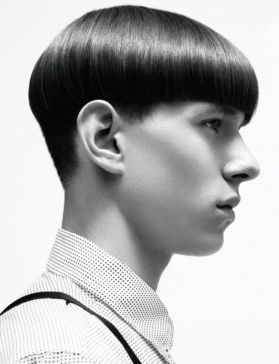 Men's heavy polished bowl cut, profile – Essensuals Collection, Jim Shaw 2008