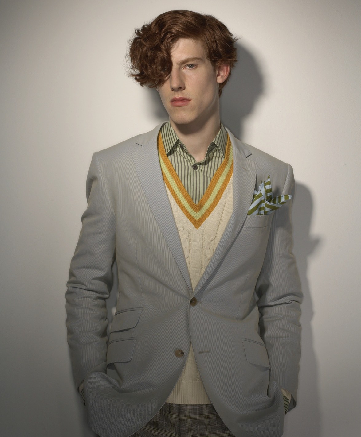 Men's tousled curls with a light blazer – Men's Collection, Hob Salons 2008