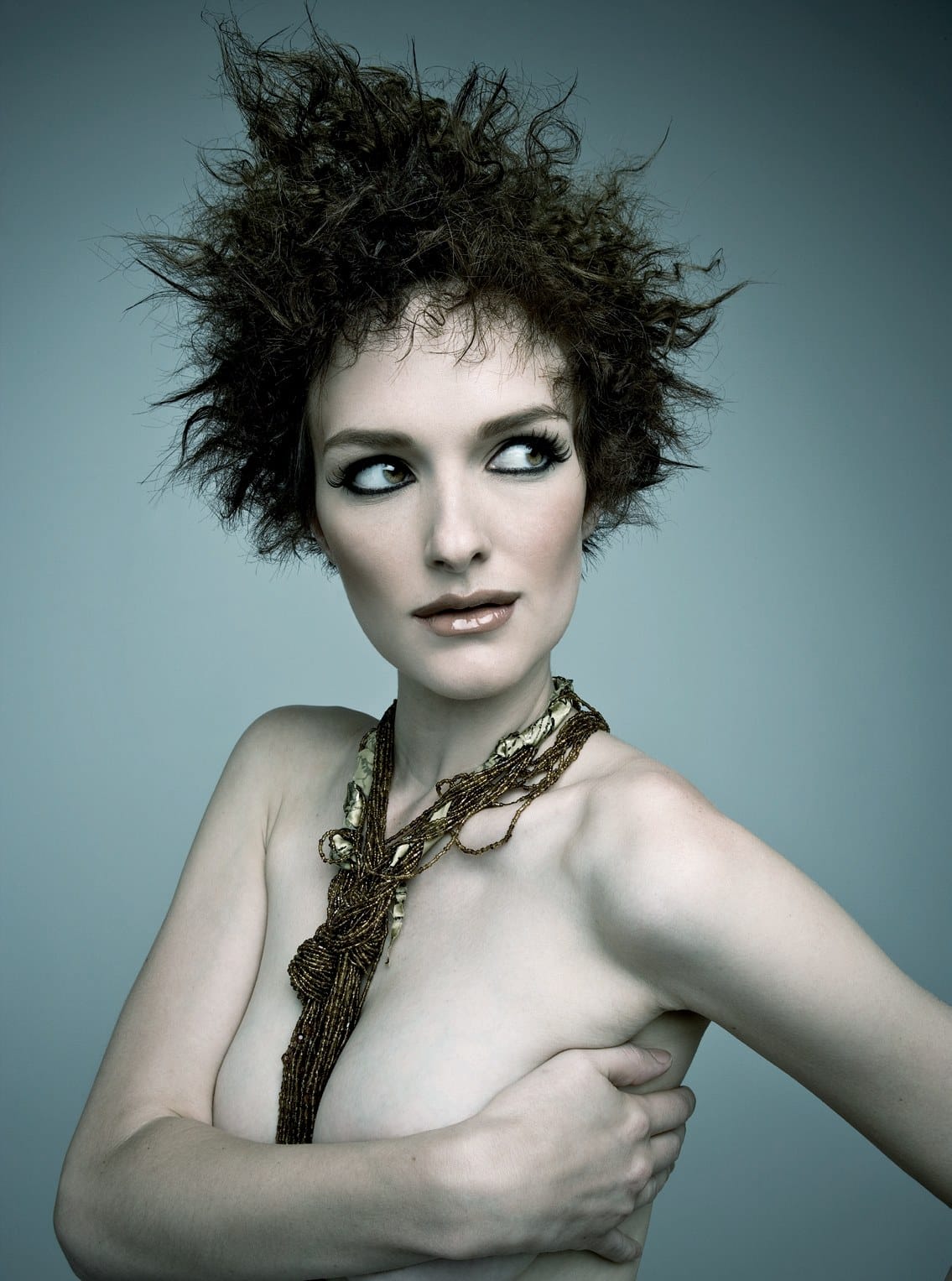 Spiky tousled brunette curls with wild texture – Naked Collection, Clipso Artistic Team 2007