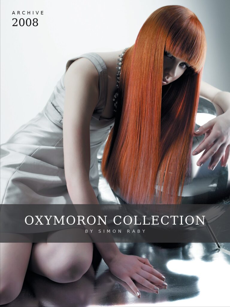 Oxymoron Collection archive cover – straight copper hair with a blunt fringe, by Simon Raby, TONI&GUY Peterborough