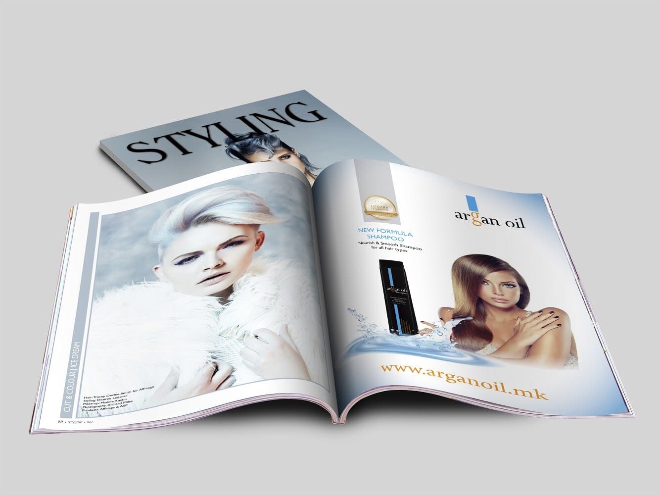 Styling Magazine printed issue open on a spread
