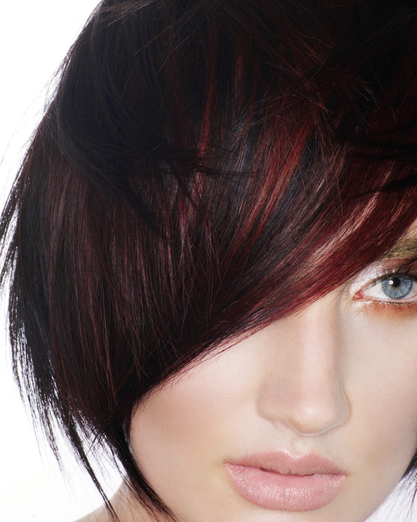 Glossy black bob with deep red slices and a sweeping fringe – Toni & Guy Collections, Jo O'Neill 2007