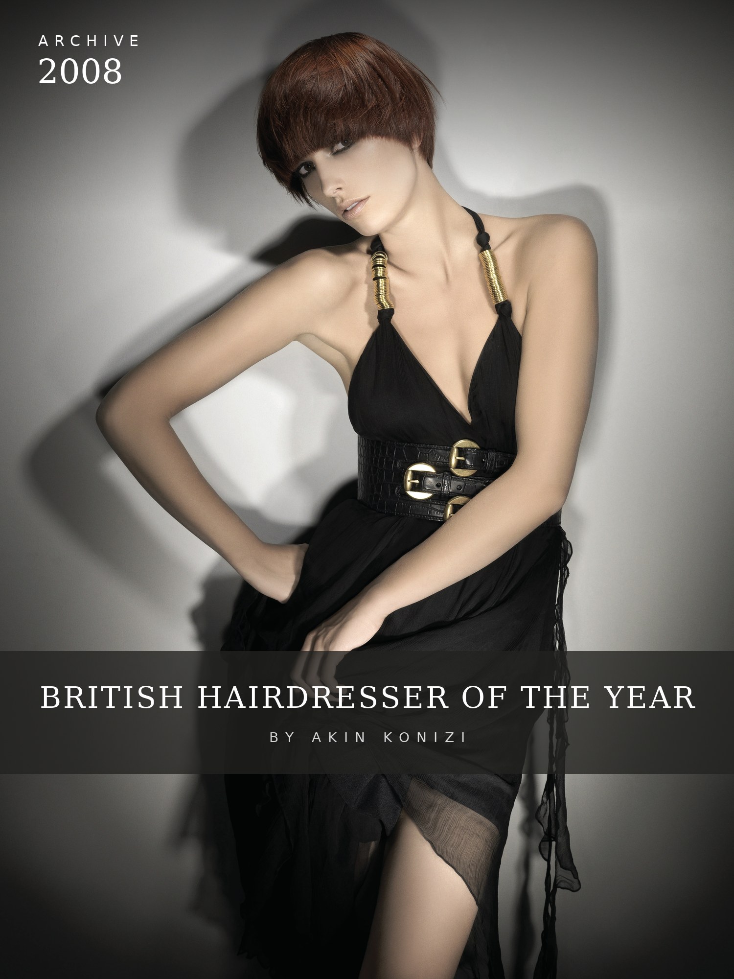 British Hairdresser of the Year archive cover – auburn bob with a rounded fringe, by Akin Konizi